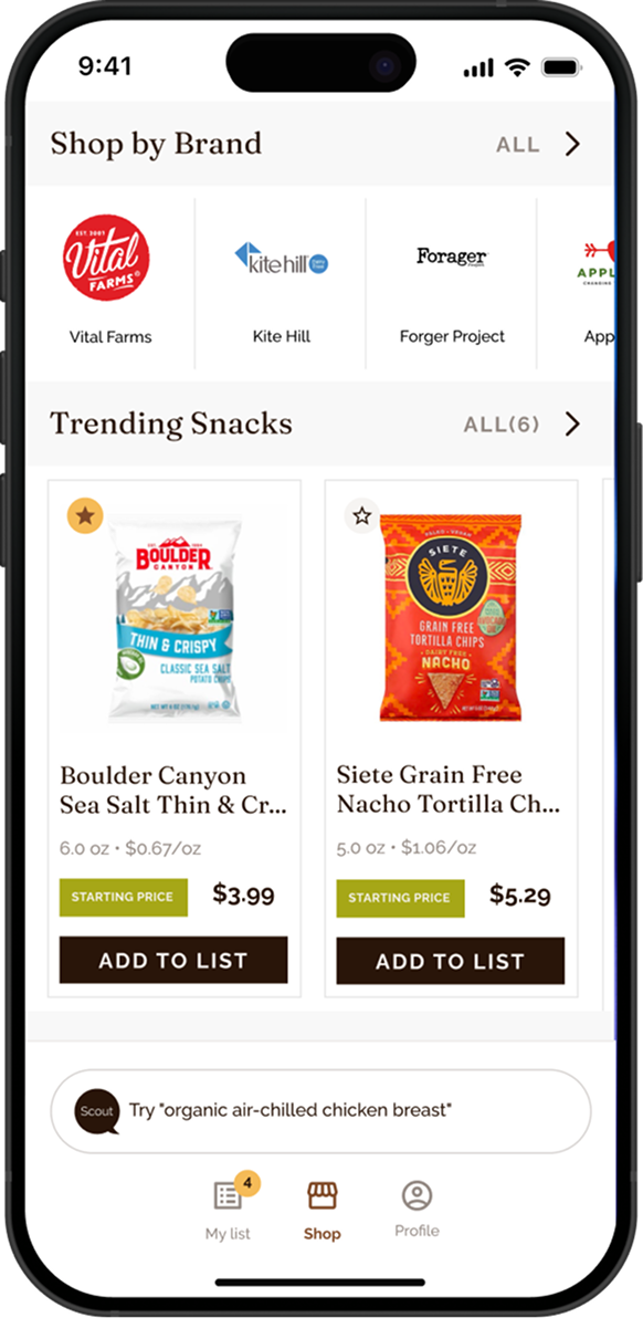 App cart screen