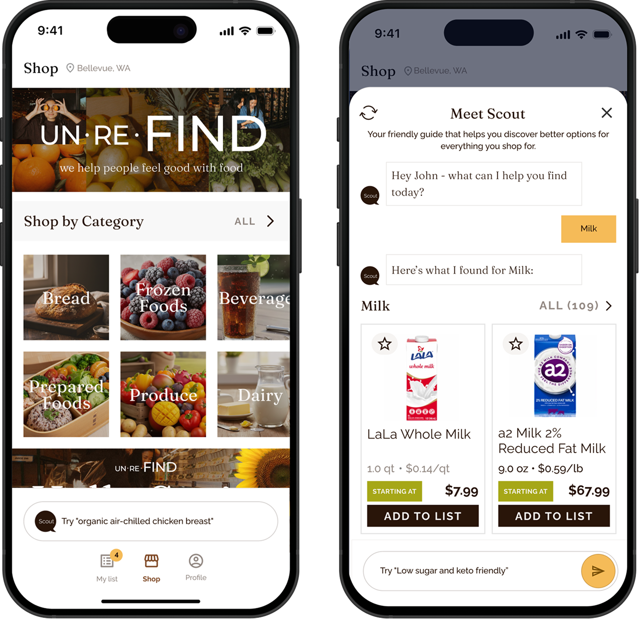 App screens